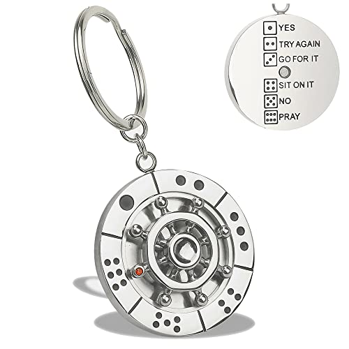 Stainless Steel Spinning Key Chain Fidget Key Ring Unique Gift Dice Gaming Stress Reliever Decision Maker Novelty Gift for Her Him