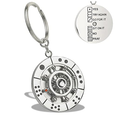 Stainless Steel Spinning Key Chain Fidget Key Ring Unique Gift Dice Gaming Stress Reliever Decision Maker Novelty Gift for Her Him