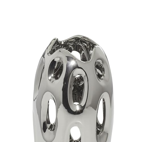 Benzara 59735 Magnificent Ceramic Vase, Silver