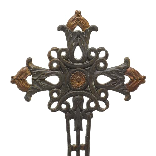 Deco 79 Metal Biblical Decorative Sculpture Cross Home Decor Statue, Accent Figurine 5" x 8" x 21", Copper