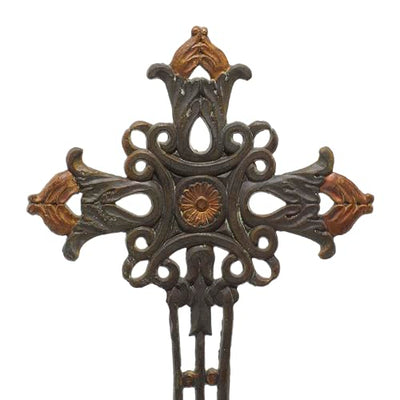 Deco 79 Metal Biblical Decorative Sculpture Cross Home Decor Statue, Accent Figurine 5" x 8" x 21", Copper