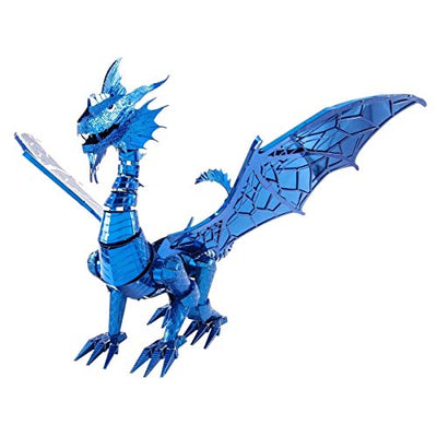 Fascinations Metal Earth ICONX 3D Metal Model Kits Dragon Set of 3 - Silver - Blue - Red