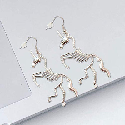 Halloween Skeleton Earrings Unicorn Drop Earrings Creative Metal Ear Jewelry Party Accessory for Women
