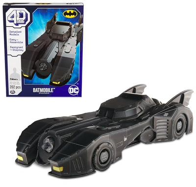 DC Batman Retro Batmobile 3D Puzzle Model Kit with Stand 202 Pcs, Batman Toys Desk Décor, Building Toys, 3D Puzzles for Adults & Teens 12+
