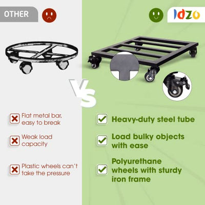 14Inch Plant Caddy with Wheels Heavy Duty Capacity 385 Lbs, Metal Cast Iron Plant Dolly, Plant Stand with Wheels Repositioning Heavy Pots, Hauling Heavy Household Items - Black
