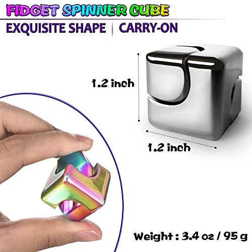 Fidget Spinner Toys Cube Adults, Easter Basket Stuffers for Teens Metal EDC Cool Desk Gadgets Office Toys Small Anxiety Figette Sensory Toy, ADHD Tool Fingears Figet Stress Valentine Gift for Boys