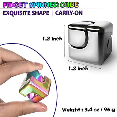 Fidget Spinner Toys Cube Adults, Easter Basket Stuffers for Teens Metal EDC Cool Desk Gadgets Office Toys Small Anxiety Figette Sensory Toy, ADHD Tool Fingears Figet Stress Valentine Gift for Boys