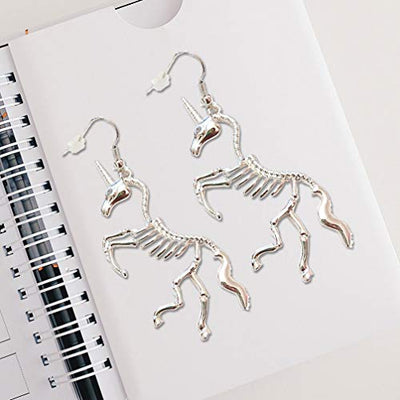 Halloween Skeleton Earrings Unicorn Drop Earrings Creative Metal Ear Jewelry Party Accessory for Women