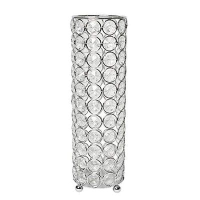Elegant Designs HG1011-CHR Elipse Crystal Decorative Flower Vase, Candle Holder, Wedding Centerpiece, 10.25 Inch, Chrome