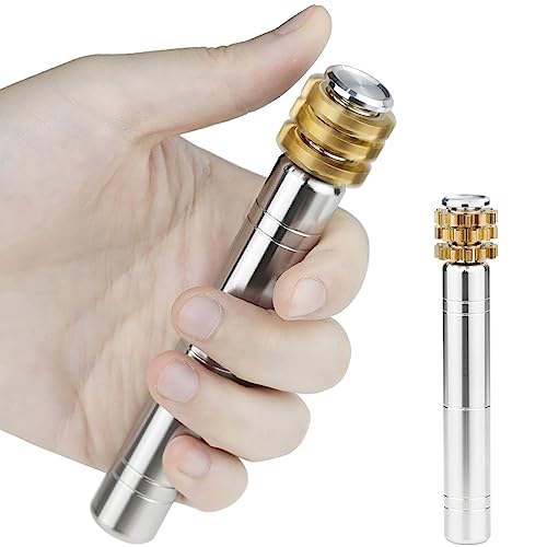 FREELOVE Gear Metal Fidget Spinner Toys for Adults, Small Mini Tiny Pocket Figette Gyro with Handle, Silent Bearing, Brass Copper Bike Chain Handheld Block, Anxiety ADHD Cool(Gears-Scepter, Silver)