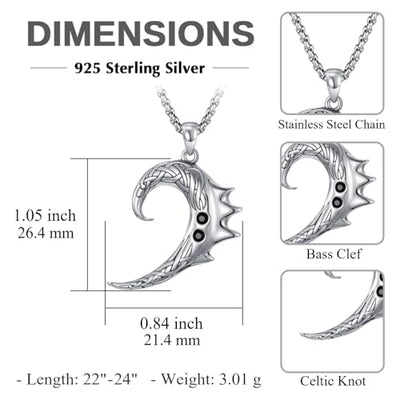 Guitar Pick Holder Necklace 925 Sterling Silver Abalone Music Note Necklace Celtic Knot Music Jewelry Birthday Gifts for Men Women Dad Boyfriend Guitar Players