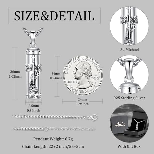 Cremation Jewelry for Ashes S925 Sterling Silver Urn Necklace Memorial Necklace for Human Ashes of Loved Ones Keepsake Pendant for Men Women