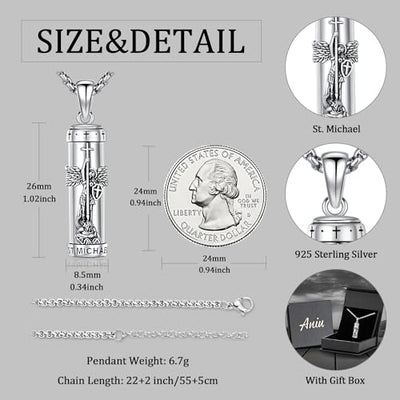 Cremation Jewelry for Ashes S925 Sterling Silver Urn Necklace Memorial Necklace for Human Ashes of Loved Ones Keepsake Pendant for Men Women