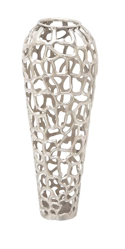 Deco 79 Benzara Metal Planter Upgrade The Decor Appeal of Short Spaces, silver, "12""l x 12""w x 33""h" (37665)