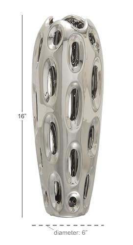 Benzara 59735 Magnificent Ceramic Vase, Silver