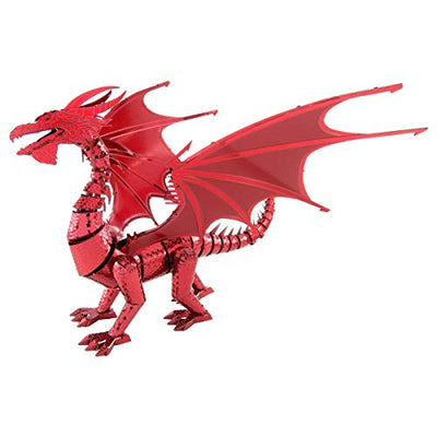 Fascinations Metal Earth ICONX 3D Metal Model Kits Dragon Set of 3 - Silver - Blue - Red