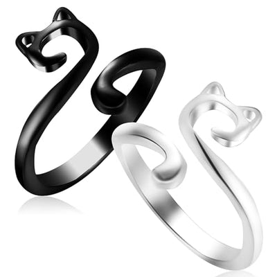 EXCEART Adjustable Crochet Ring, 2 Pcs Cat Finger Yarn Guide Knitting Tension Rings for Finger Open Yarn Guide Finger Holder Ring Thimbles Accessories