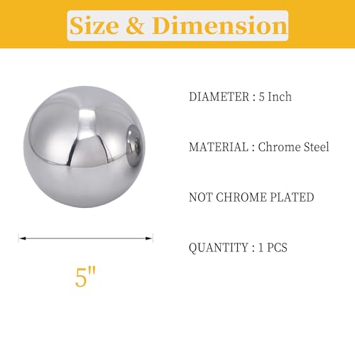 One Large 5" Inch Diameter Hardened Chrome Solid Steel Bearing Balls, Vigorous Precision Balls
