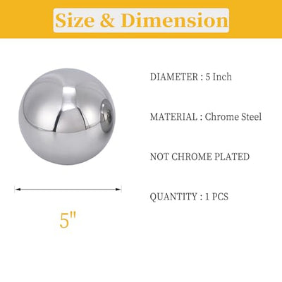 One Large 5" Inch Diameter Hardened Chrome Solid Steel Bearing Balls, Vigorous Precision Balls