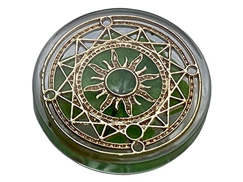Real Four Leaf Clover Good Luck Pocket Token, Preserved, 1.25”, Including Metal Ornament (Magic Circle of The Sun)