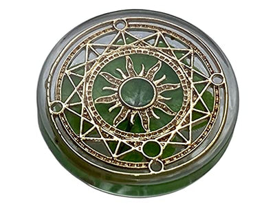 Real Four Leaf Clover Good Luck Pocket Token, Preserved, 1.25”, Including Metal Ornament (Magic Circle of The Sun)