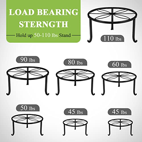 7-pack Metal Plant Stands, Plant Stand Outdoor Clearance, Anti-Rust Iron Flower Pot Stand Outdoor Indoor, Heavy Duty Black Plant Stand Indoor, Rustproof Metal Planter Container Round Supports
