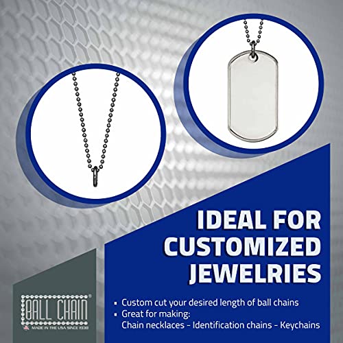 Number 6 Ball Chain with Gun Metal Finish - 10 Foot Long Bead Chain - 3.2 mm in Diameter - 10 Matching Connectors Included - Corrosion and Rust Resistant Bead Ball Chain