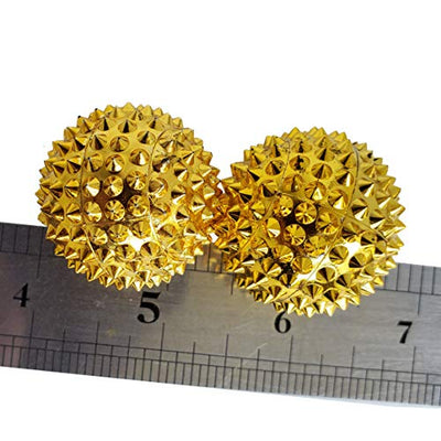 Healing Angel 2 PC Durable Plastic Spiky Metal Coated Deep Tissue Hand Massage Balls for Acupressure Reflexology and Magnet Therapy (Gold-FBA, 1.5 Inch)