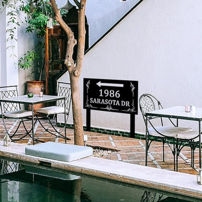 Custom Lawn Address Metal Sign,Lawn Mounted Metal Address Stake Personalized Address Yard Sign Garden House Number Sign Housewarming Gift
