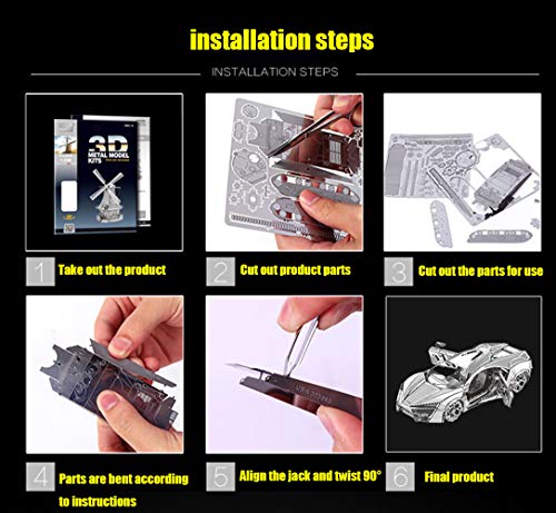 DIY 3D Car Metal Model 3D Puzzle 3D Laser Cut Jigsaw Toys 3D Metal Model Kit for Adults&Kids Mechanical Model Educational Toy Indoor Decoration Desk Toy Birthday Gift Collection Brain Teaser Puzzles
