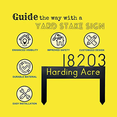 Custom Lawn Address Sign, Metal Yard Sign With Stakes, House Numbers For Yard, Made in USA
