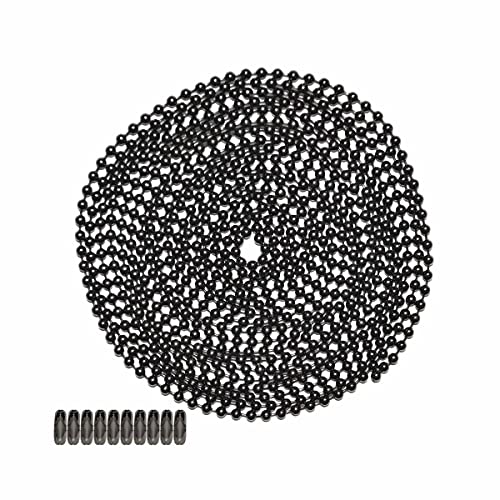 Number 6 Ball Chain with Gun Metal Finish - 10 Foot Long Bead Chain - 3.2 mm in Diameter - 10 Matching Connectors Included - Corrosion and Rust Resistant Bead Ball Chain