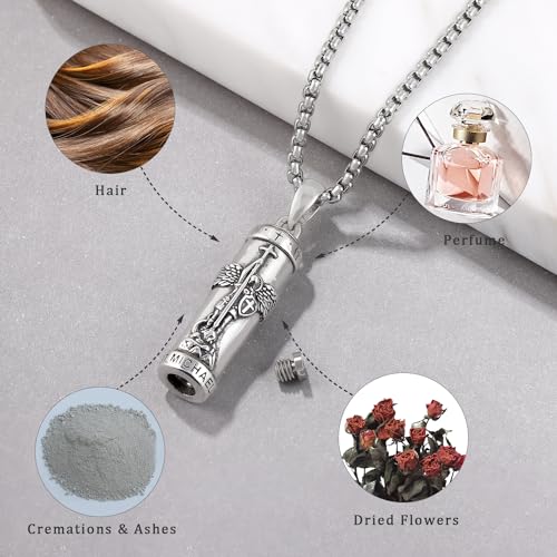 Cremation Jewelry for Ashes S925 Sterling Silver Urn Necklace Memorial Necklace for Human Ashes of Loved Ones Keepsake Pendant for Men Women