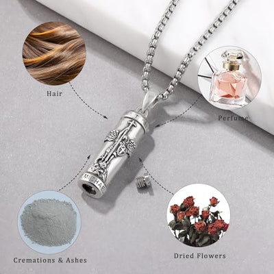 Cremation Jewelry for Ashes S925 Sterling Silver Urn Necklace Memorial Necklace for Human Ashes of Loved Ones Keepsake Pendant for Men Women