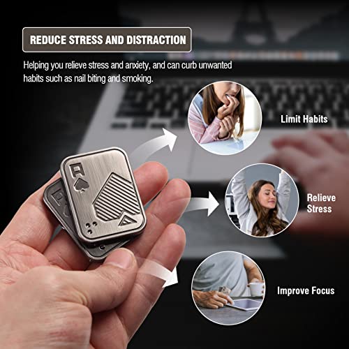 Fidget Toys Adults, EDC Metal Fidget Slider, Magnetic Poker Push Card, Adult Fidget Toy for Anxiety ADHD, Cool Office Gadgets Gift for Dad Teens, Fidgets Toy for Men