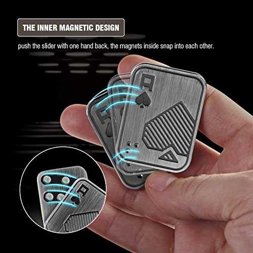 Fidget Toys Adults, EDC Metal Fidget Slider, Magnetic Poker Push Card, Adult Fidget Toy for Anxiety ADHD, Cool Office Gadgets Gift for Dad Teens, Fidgets Toy for Men