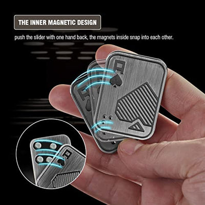 Fidget Toys Adults, EDC Metal Fidget Slider, Magnetic Poker Push Card, Adult Fidget Toy for Anxiety ADHD, Cool Office Gadgets Gift for Dad Teens, Fidgets Toy for Men