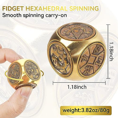 Handheld Metal Fidget Toy for Adults, Stress and Anxiety Relief Fidget Toy，Anti-Anxiety Finger Sensory Toys,Fidget Toy for Adult ADHD Autism-Hexahedral Spinning（Small）