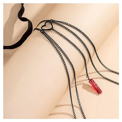 Simple Gothic Black Metal Leg Chain Jewelry Bikini Layered Thigh Body Chain Jewelry Summer Beach Elastic Adjustable Thigh Chain Jewelry for Women Girls