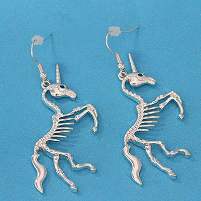 Halloween Skeleton Earrings Unicorn Drop Earrings Creative Metal Ear Jewelry Party Accessory for Women