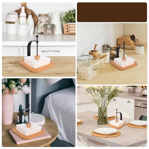 Wood Napkin Holder, Square Tabletop Napkin Dispenser with Sophisticatedly Metal Cocktail Napkin Holder for Home, Kitchen, Office, Restaurant, Hotel, Cafe, Bar,Washroom (Beechwood)