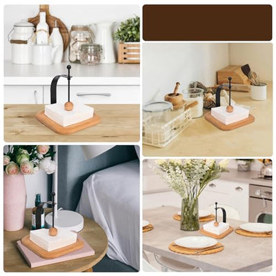 Wood Napkin Holder, Square Tabletop Napkin Dispenser with Sophisticatedly Metal Cocktail Napkin Holder for Home, Kitchen, Office, Restaurant, Hotel, Cafe, Bar,Washroom (Beechwood)