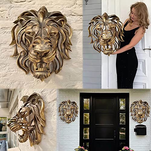 Father's Day Gift, Rare Lion Wall Art Sculpture Hollow Metal Male Lion Wall Art Decoration, Creative Roaring Lion Wall Ornament Housewarming Gift