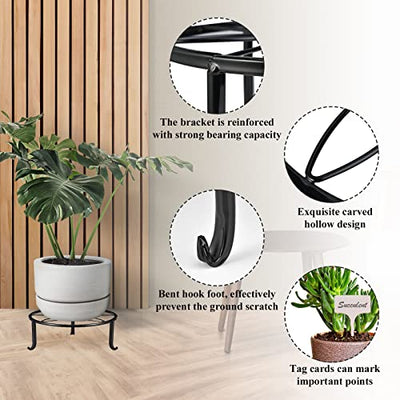 7-pack Metal Plant Stands, Plant Stand Outdoor Clearance, Anti-Rust Iron Flower Pot Stand Outdoor Indoor, Heavy Duty Black Plant Stand Indoor, Rustproof Metal Planter Container Round Supports