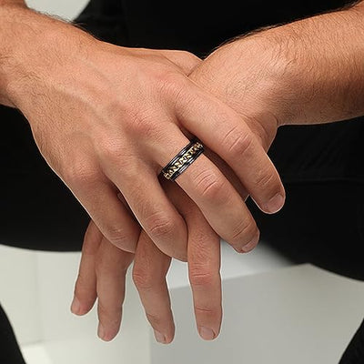 Fansilver 16PCS Stainless Steel Fidget Rings for Men Women Silver Gold Black Mens Rings Cool Male Band Rings Chain Spinner Rings Fashion Anxiety Rings Pack Size 7-13
