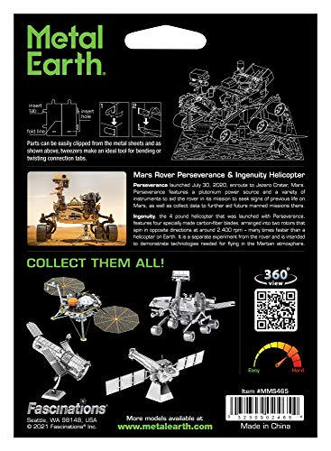Fascinations Metal Earth Mars Rover Perseverance & Ingenuity Helicopter 3D Metal Model Kit