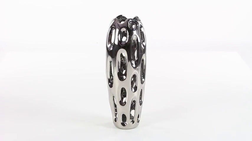 Benzara 59735 Magnificent Ceramic Vase, Silver