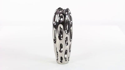 Benzara 59735 Magnificent Ceramic Vase, Silver