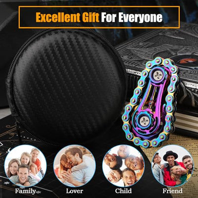 Gear Fidget Sprockets Hand Roller for Kids Adults, Cool Finger Fidget Spinner Chain Toys Metal Sensory Bike Chain EDC Novelty Toy Pack Pocket Size Gift Pirze for Anxiety Relieve Boredom Autism Rainbow