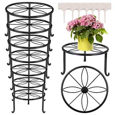 7-pack Metal Plant Stands, Plant Stand Outdoor Clearance, Anti-Rust Iron Flower Pot Stand Outdoor Indoor, Heavy Duty Black Plant Stand Indoor, Rustproof Metal Planter Container Round Supports